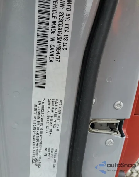 2021 Dodge Charger Scat Pack from USA, damaged, VIN 2C3CDXGJ0MH654737